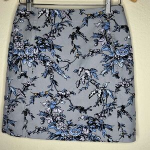 Loft By Ann Taylor Jacquard Mini Skirt Size 2 Floral Zipper Lined Straight